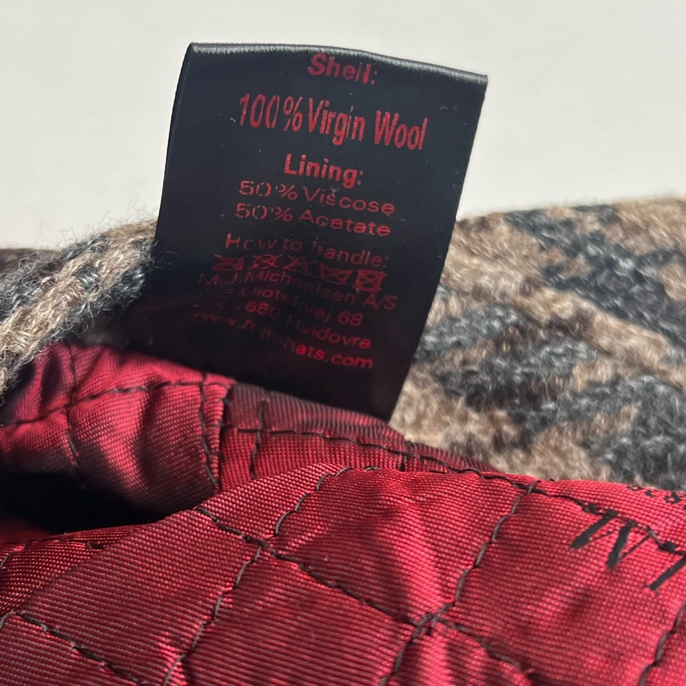 MJM Since 1829 Italian Virgin‎ Wool Houndstooth Newsboy Cap - Picture 9 of 10